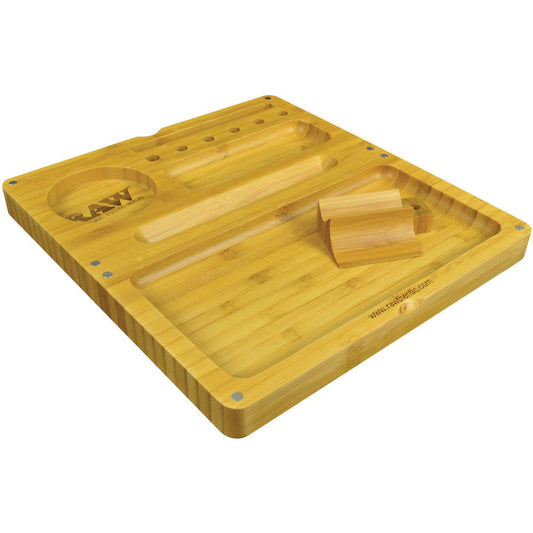 Smoke Drop RAW Backflip Magnetic Bamboo Rolling Tray - Home & Garden > Decor > Decorative Trays