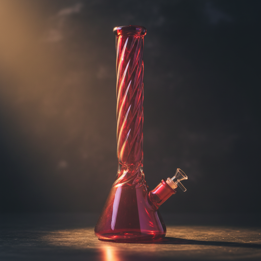 Smoke Drop Red Spiral Neck Glass Beaker Water Pipe | 14mm F - Home & Garden > Smoking Accessories