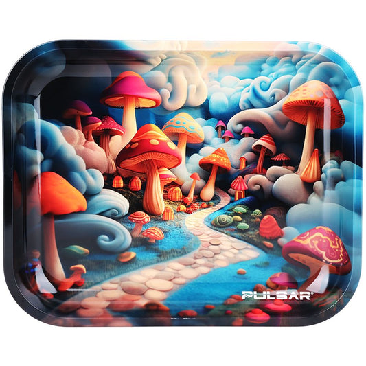Smoke Drop Pulsar Design Series Large Metal Rolling Tray - Shroom Path / 13"x11" - Home & Garden > Decor > Decorative Trays