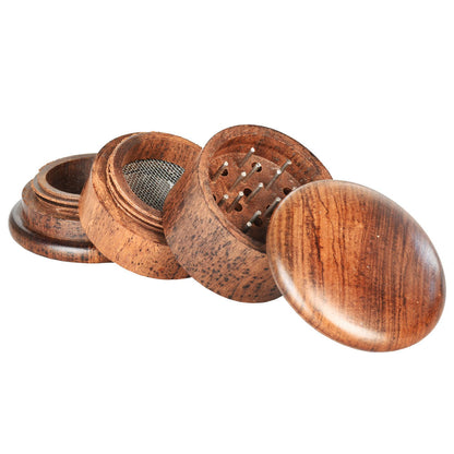 Smoke Drop Round Rosewood 4pc Grinder w/ Screen - Home & Garden > Kitchen & Dining > Kitchen Tools & Utensils > Spice Grinders