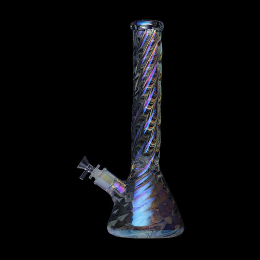 Smoke Drop Human Grade Twisted Iridescent Beaker Water Pipe - Home & Garden > Smoking Accessories