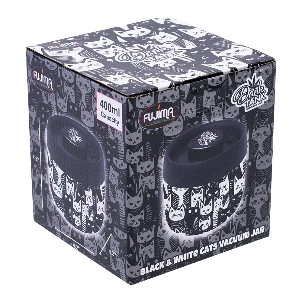 Smoke Drop Fujima Dank Tank Vacuum Glass Jar - Black and White Cats - Home & Garden > Household Supplies > Storage & Organization
