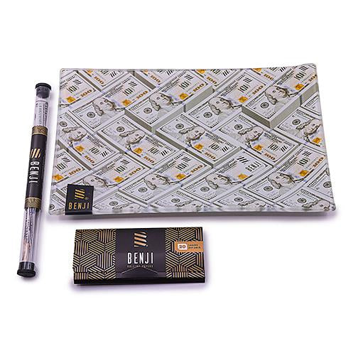 Smoke Drop Benji - Shatter-Resistant Glass Tray Kit - $100 Bills - Home & Garden > Decor > Decorative Trays