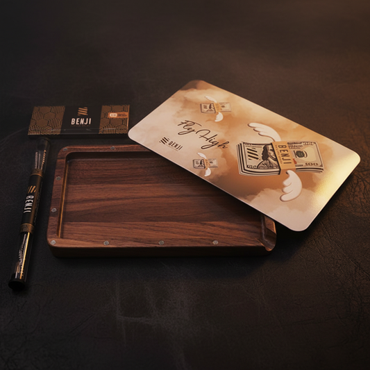 Smoke Drop Benji - Walnut Tray w/ Magnetic Lid Kit - Fly High - Home & Garden > Decor > Decorative Trays