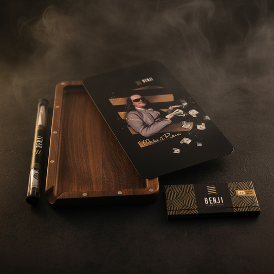 Smoke Drop Benji - Walnut Tray w/ Magnetic Lid Kit - Make it Rain - Home & Garden > Decor > Decorative Trays