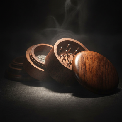 Smoke Drop Round Rosewood 4pc Grinder w/ Screen - Home & Garden > Kitchen & Dining > Kitchen Tools & Utensils > Spice Grinders