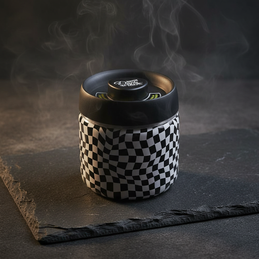 Smoke Drop Fujima Dank Tank Vacuum Glass Jar - Checkerboard Design - Home & Garden > Household Supplies > Storage & Organization