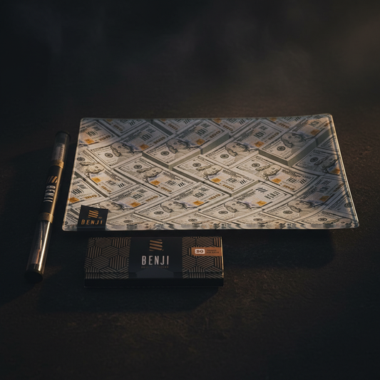 Smoke Drop Benji - Shatter-Resistant Glass Tray Kit - $100 Bills - Home & Garden > Decor > Decorative Trays