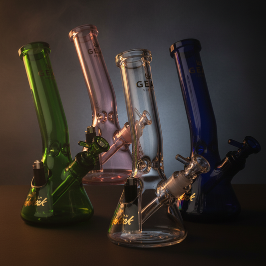 Smoke Drop Gear Premium Sidekick Laid Back Glass Beaker Water Pipe | 12" - Home & Garden > Smoking Accessories