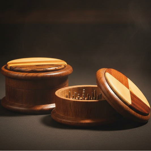 Smoke Drop Round Wood Herb Grinder | 2pc - Home & Garden > Kitchen & Dining > Kitchen Tools & Utensils > Spice Grinders