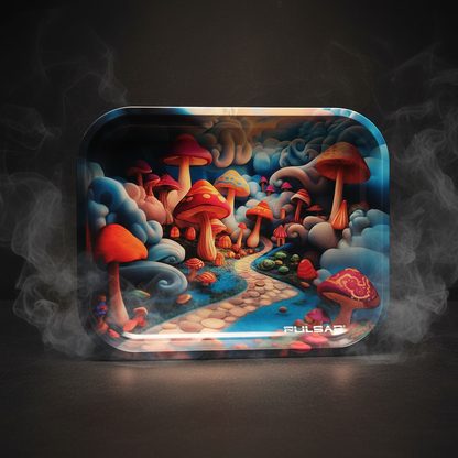 Smoke Drop Pulsar Design Series Large Metal Rolling Tray - Shroom Path / 13"x11" - Home & Garden > Decor > Decorative Trays